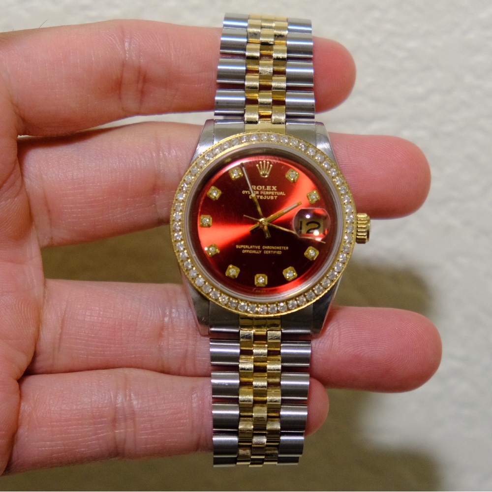 Pre-Owned Rolex, 1601 1972 36MM2-Tone YG-SS/1CT/JULIBEE 18K GOLD BRACELET